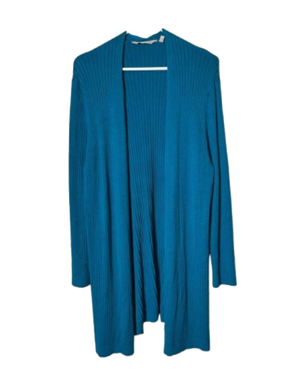 Soft Surroundings blue rib knit duster open front cardigan womens XL